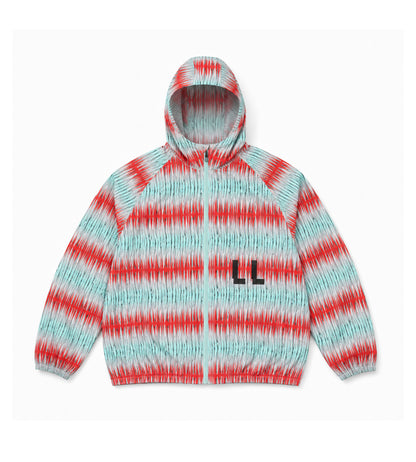 Lowlands packable rain jacket Red/Green